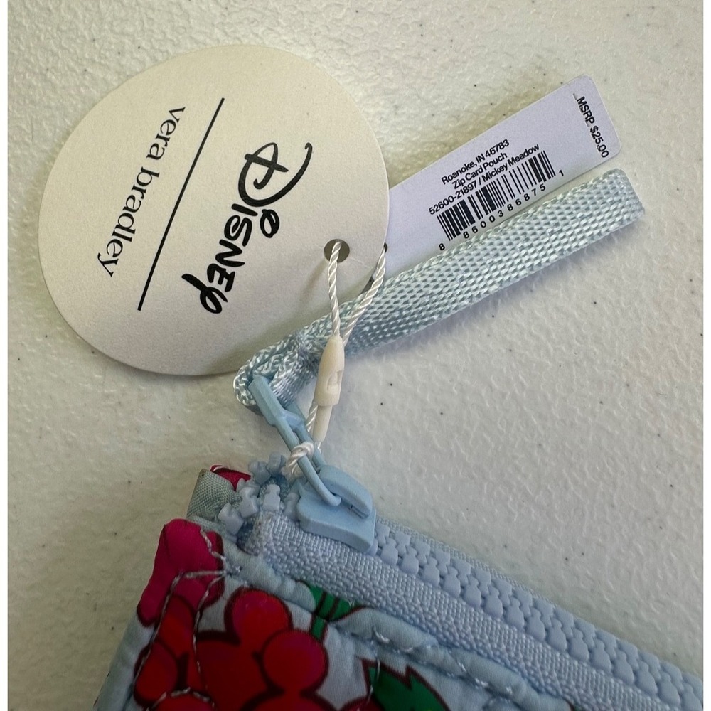 Vera Bradley Disney Mickey Meadow Card Pouch Zip Key Ring NWT Hidden Mickey - Picture 6 of 10